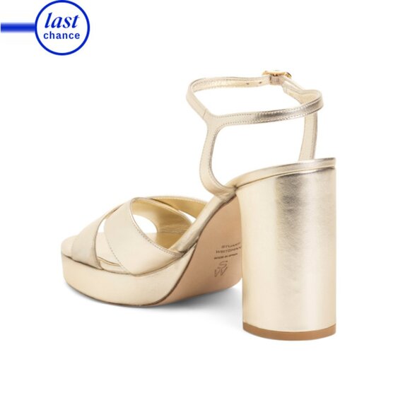 STUART WEITZMAN Light Gold Made In Spain Leather Dayna Platform Sandals - Picture 2 of 2